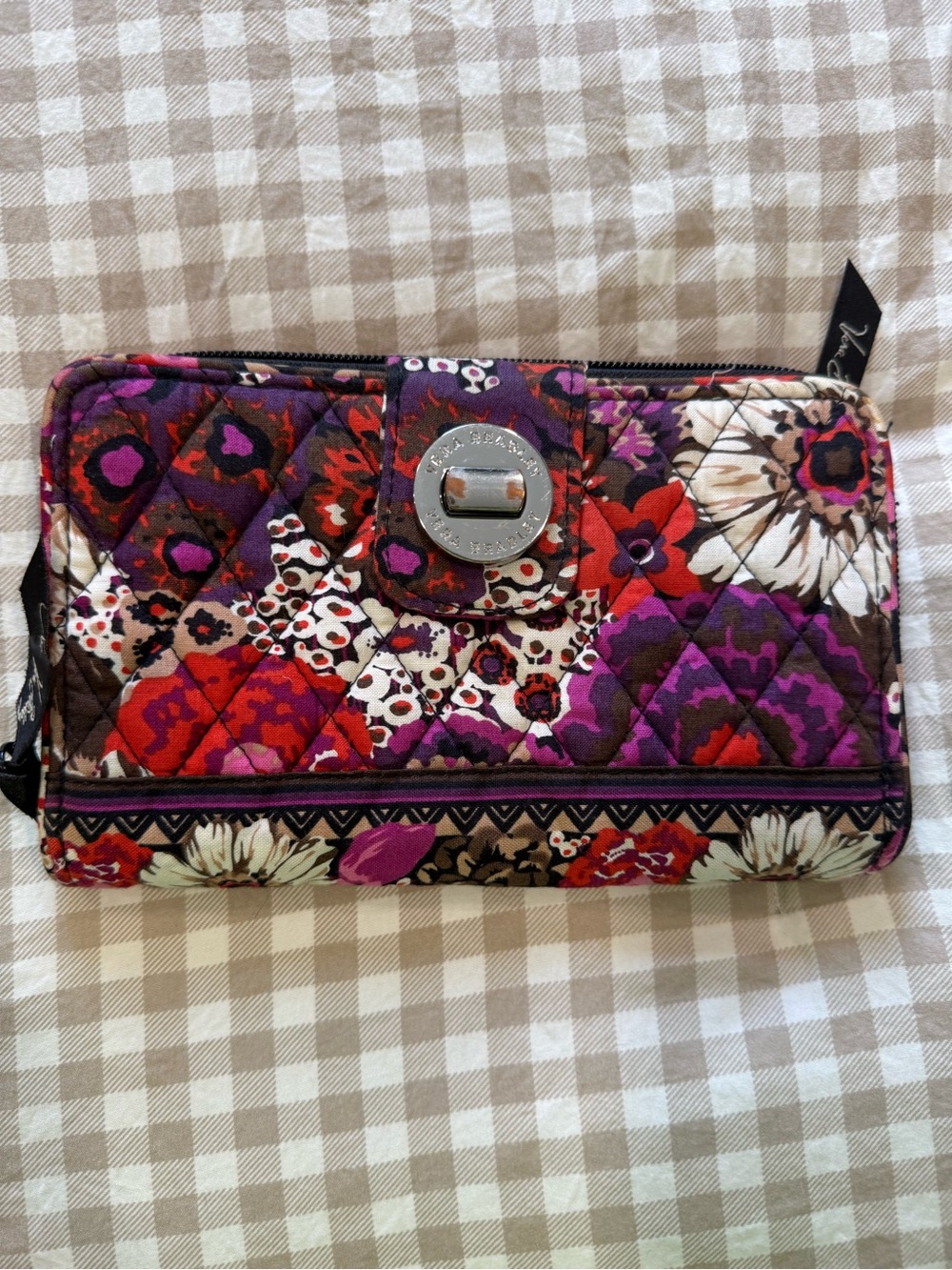 Vera Bradley Purple Red Floral Quilted Zip Wallet